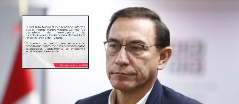 Martín Vizcarra es trasladado de emergencia del penal al hospital de Ate por complicaciones de salud